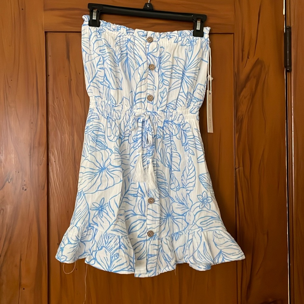 New Never Worn Ocean Drive Tropical Strapless Mini Dress Size S
